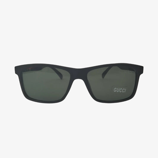 Gucci cruiser sunglasses in black, front view.