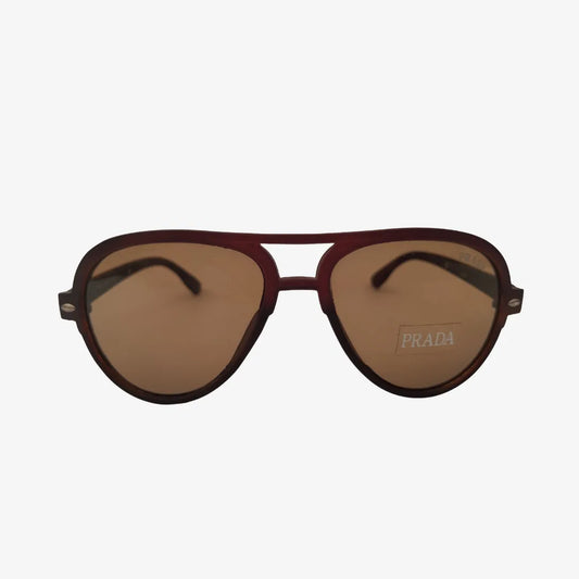 Prada aviator sunglasses in brown color, front view.