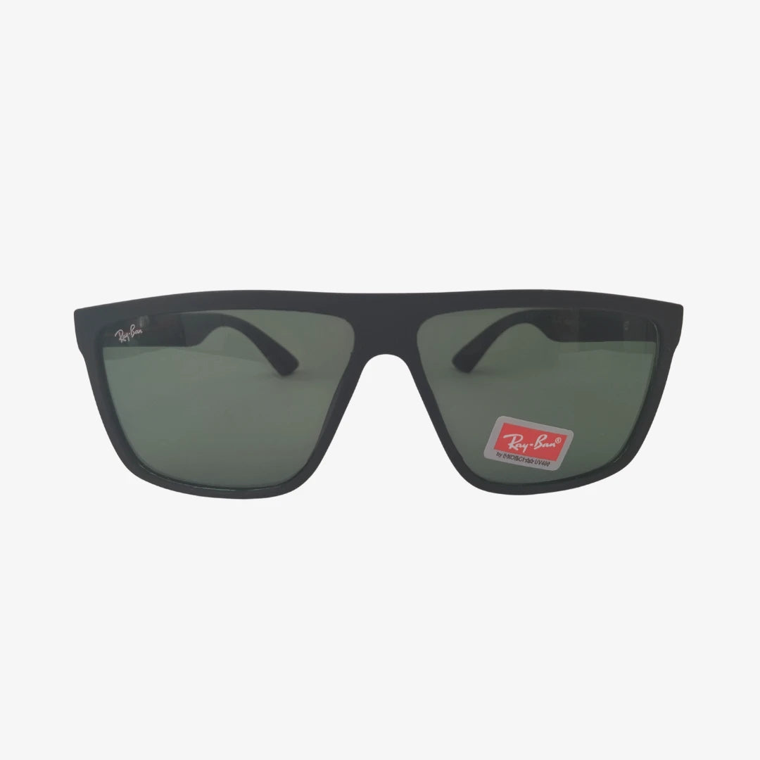 Rayban square sunglasses in black, front view.